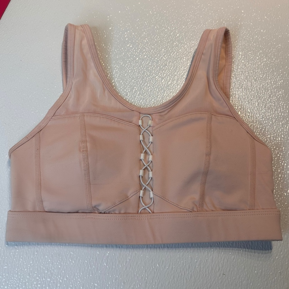 FABLETICS | Nude Lace-Up Sports Bra